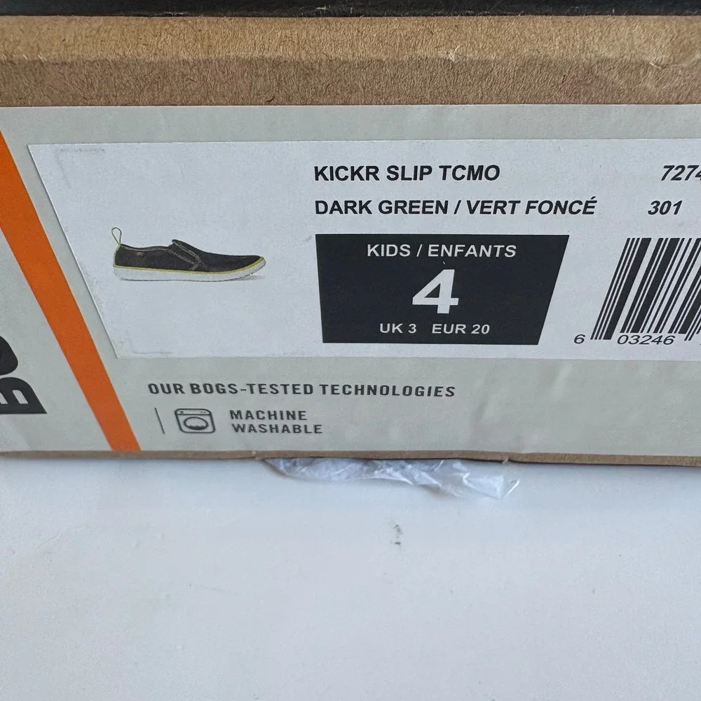 Bogs Infant 4 Kickr Slip TCMO Kids Dark Green Camo Slip On Shoes NIB